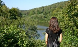 Woman looking at lake
