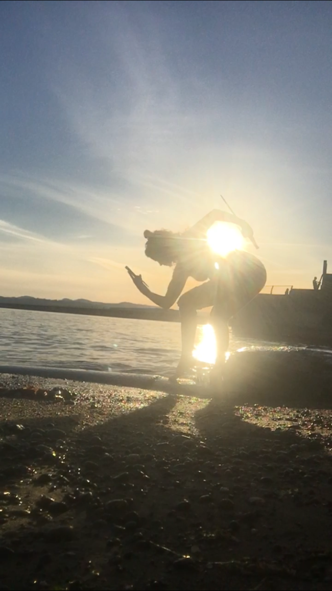 Mary training on beach with sai Mary training on beach with sai